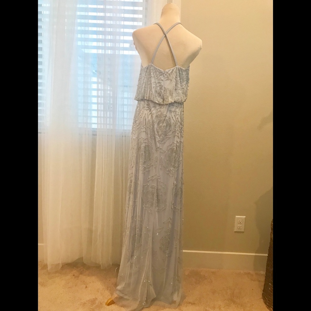Adrianna Papell beaded blouson icy blue - Picture 2 of 5